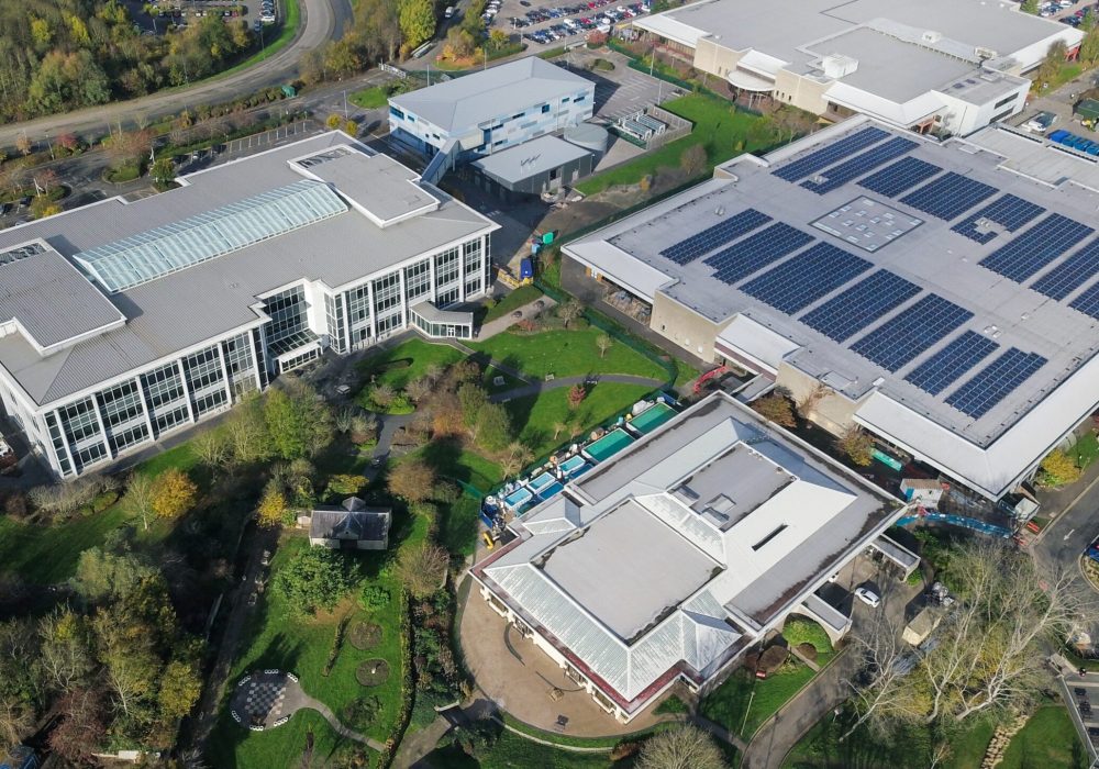 Aerial shot of industrial buildings in Bristol, England An aerial shot of industrial buildings in Bristol, England